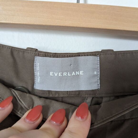 Everlane khaki green stretch cotton slouchy tapered leg chino workwear pants - Picture 3 of 6